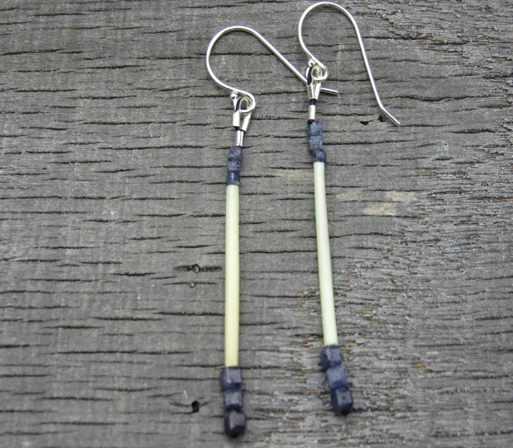 Sapphire and Porcupine Quill Earrings-5